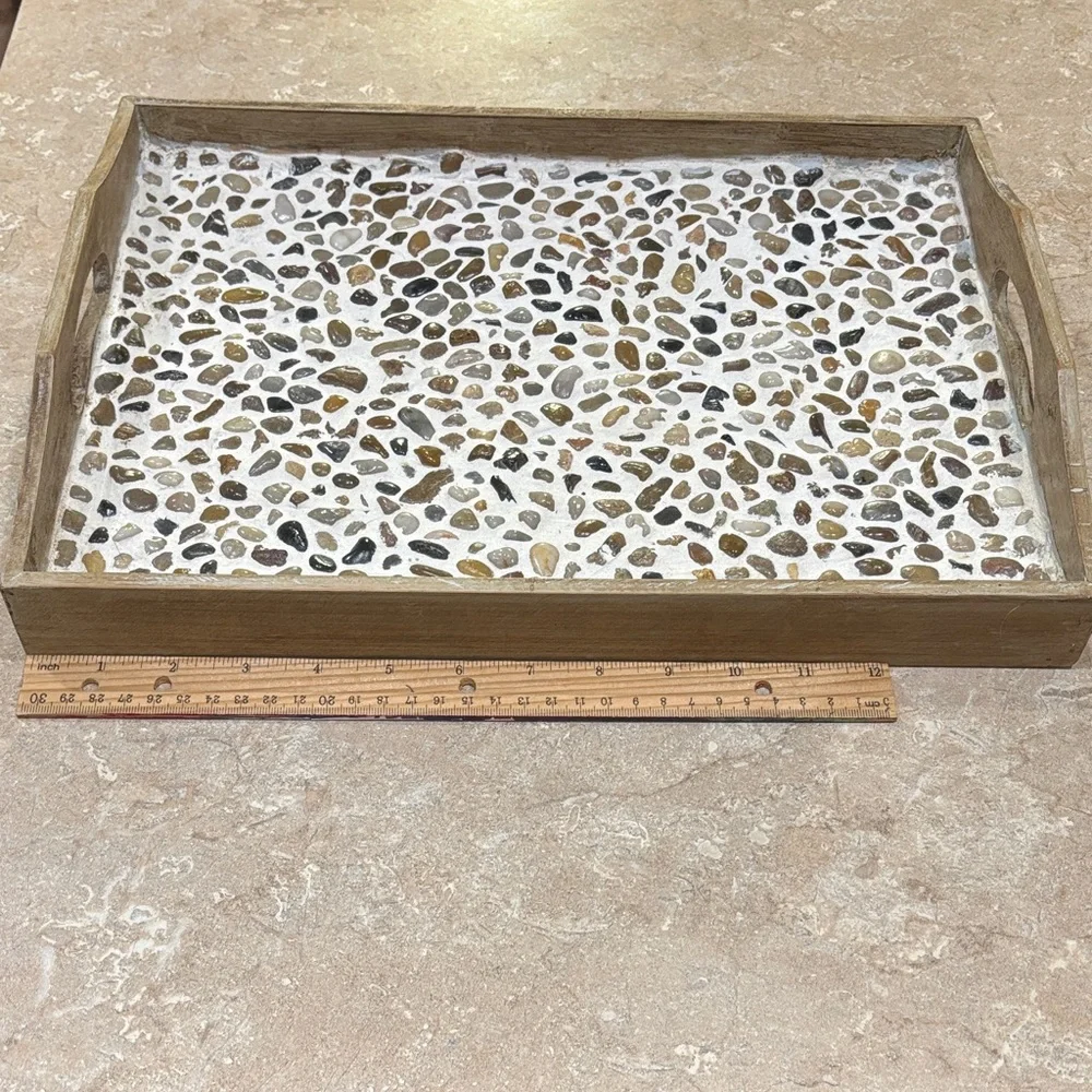 Natural Stone and Wood Tray - Homemade by me